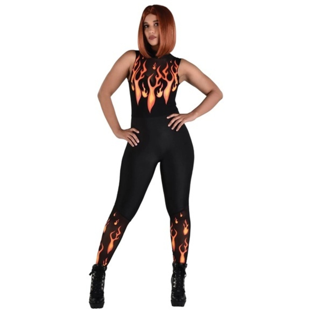FLAMES woman's catsuit Halloween costume size Adult L/XL